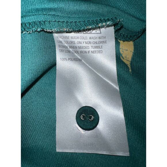 Faux Silk Large Blouse Button Front Top G by Giuliana HSN Green Floral Drape - Picture 8 of 8